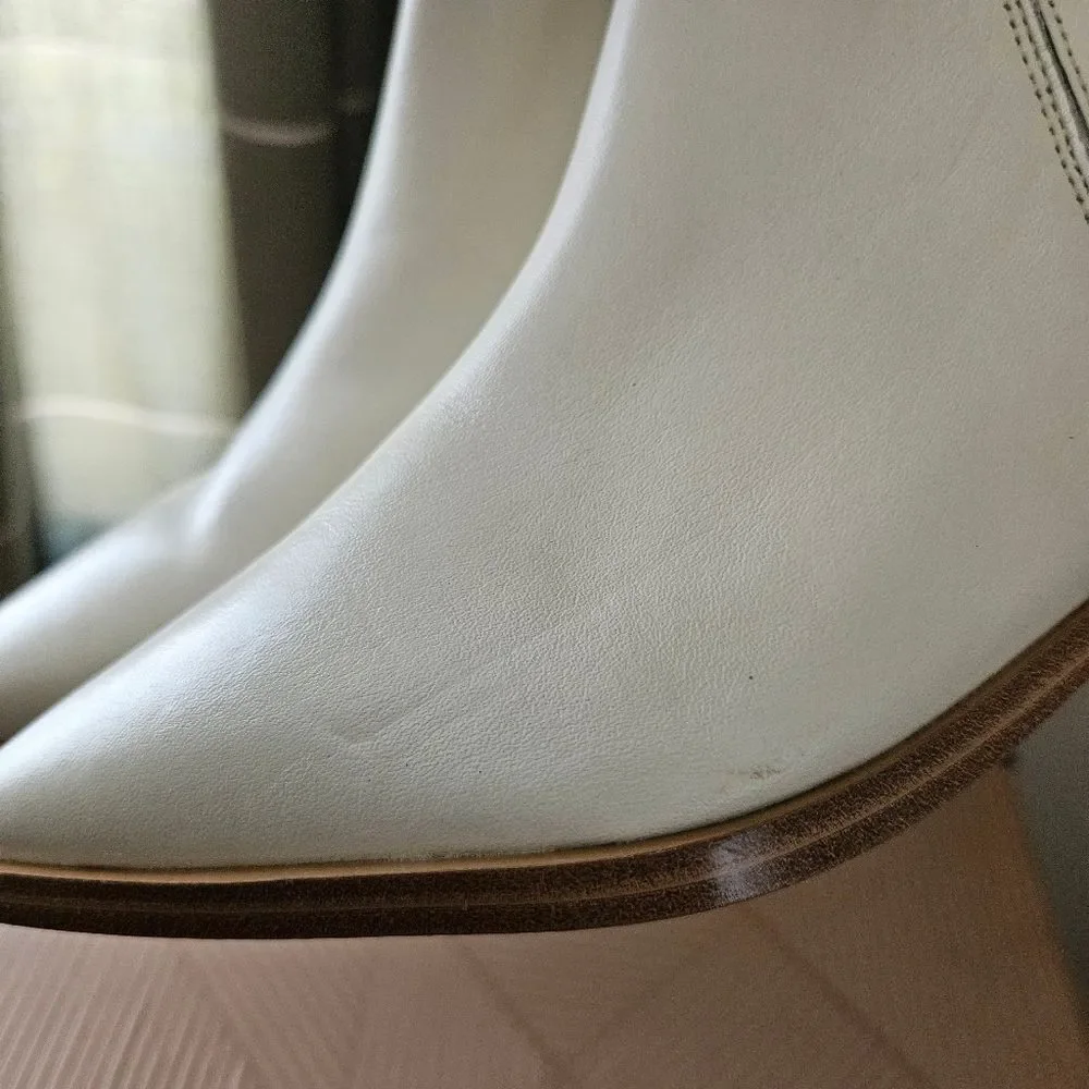 Marc Fisher Booties Ivory Tan Heel Business Casual Bridal Neutral Pointed Toe